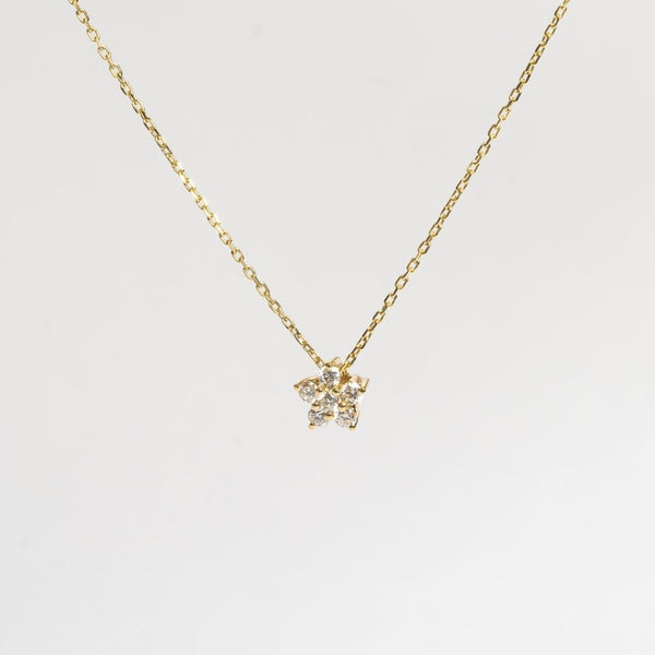 This elegant finished golden flower necklace is a classic piece to cherish forever. Elegant in its simplicity but refined in its design. The five leaves and the center stone make a beautiful design. 