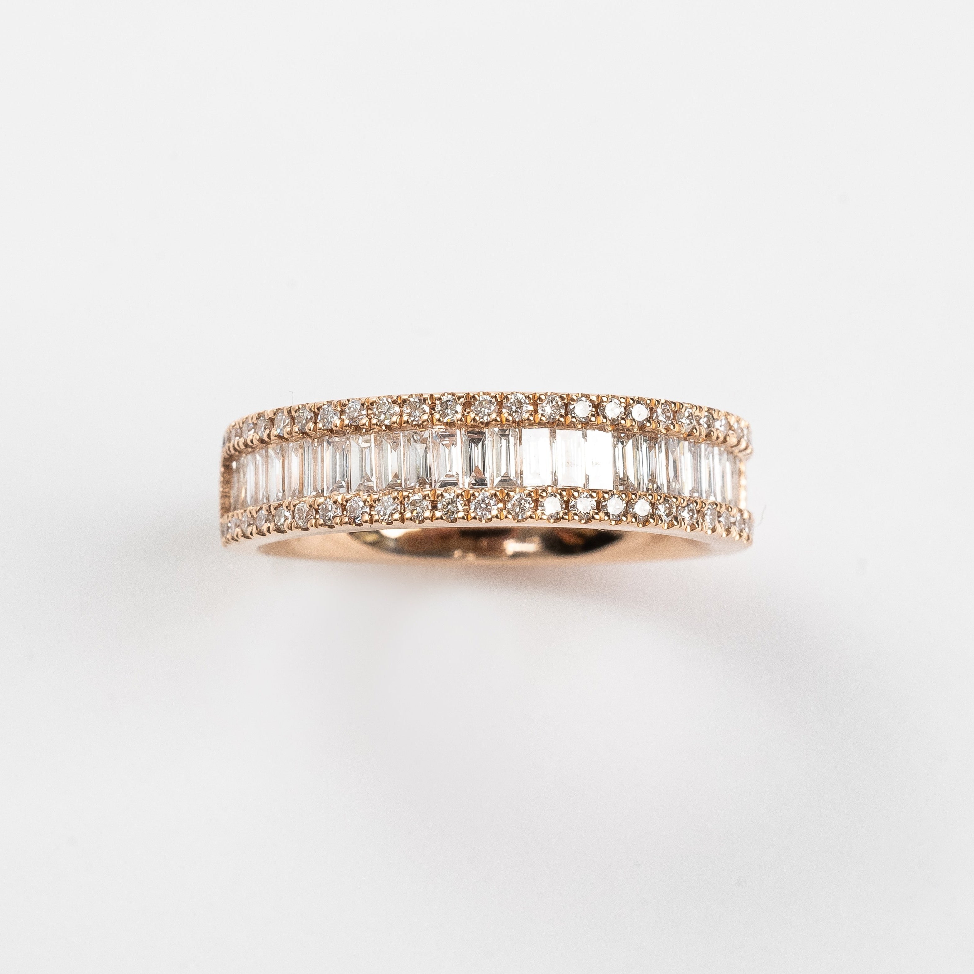 Baguette diamond ring rose gold