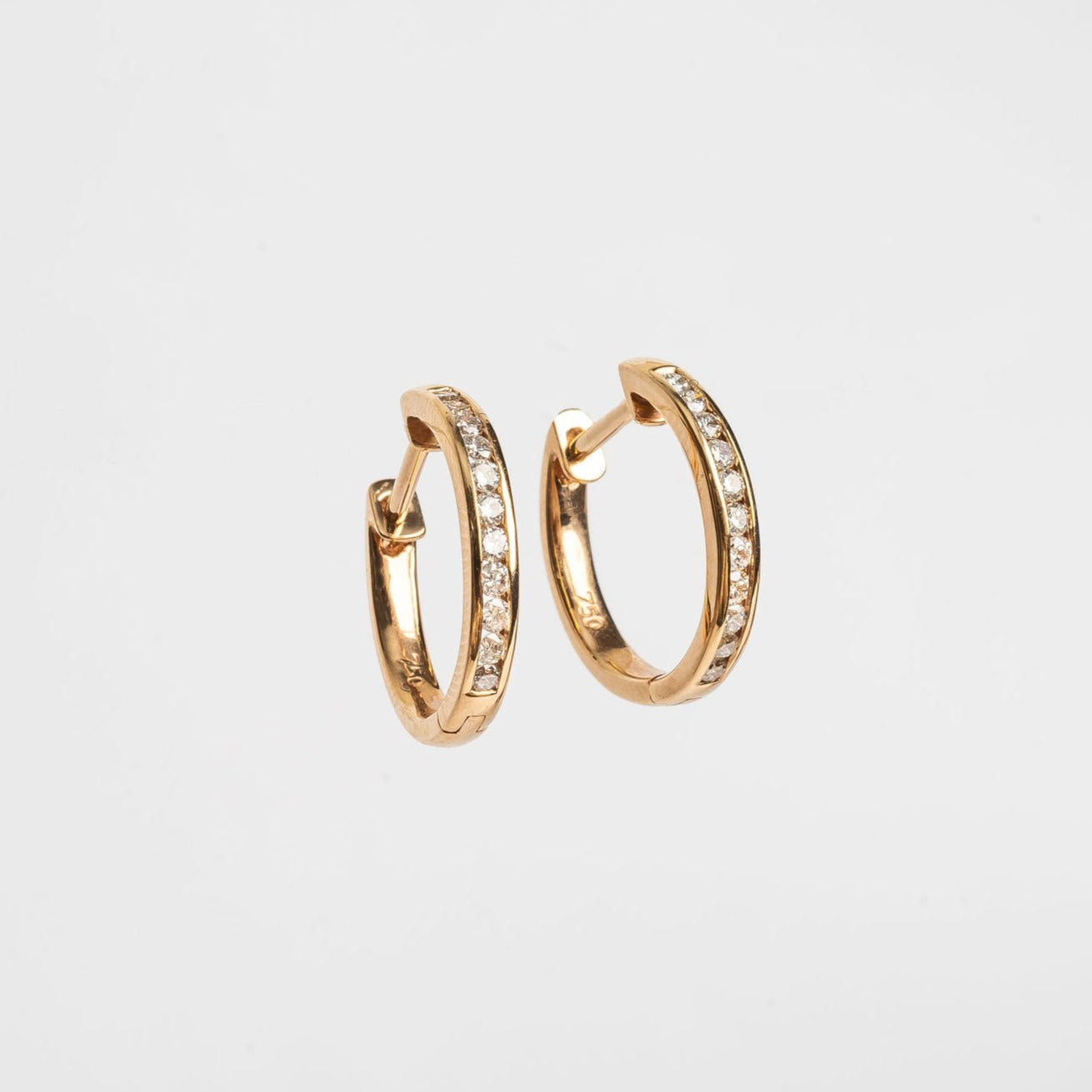 Diamond hoops yellow gold channel set