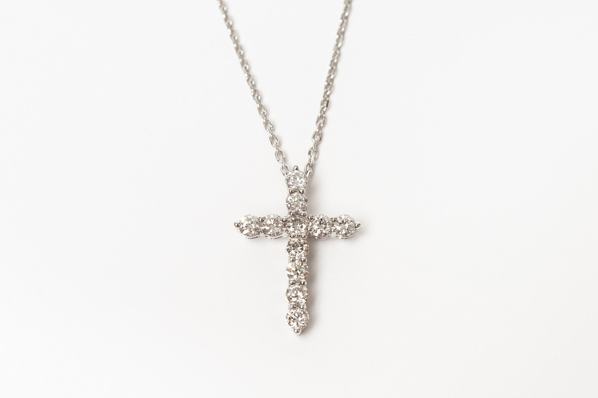 Holy cross diamond necklace - white gold